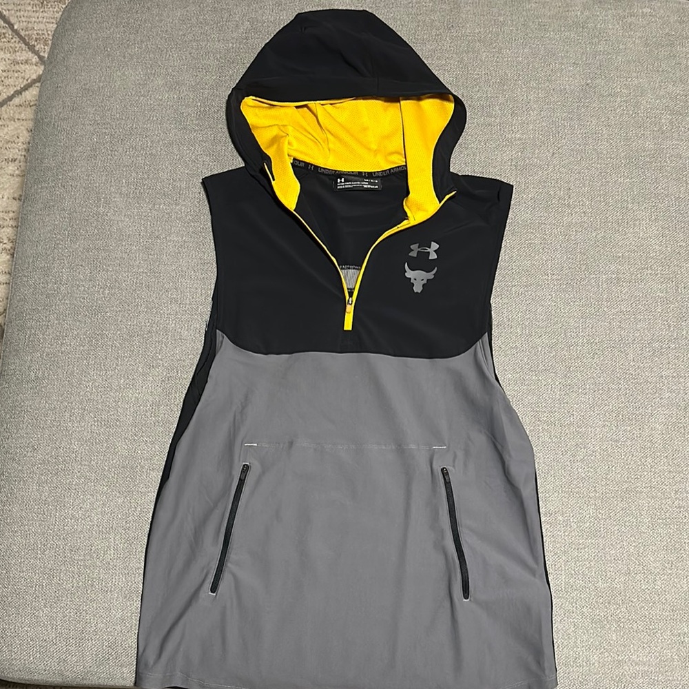 Under Armour Black and Gray Sleeveless Hoodie